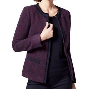 Talbots Women's Size 20wp Petite Burgundy Navy Wool Blend Tweed Jacket